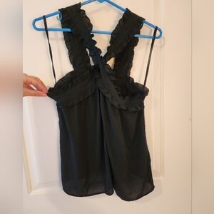 JCrew black chiffon tank with cross-strap detail at front, Sz S/4